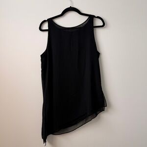 White House Black Market Asymmetrical Chiffon Tank - Black